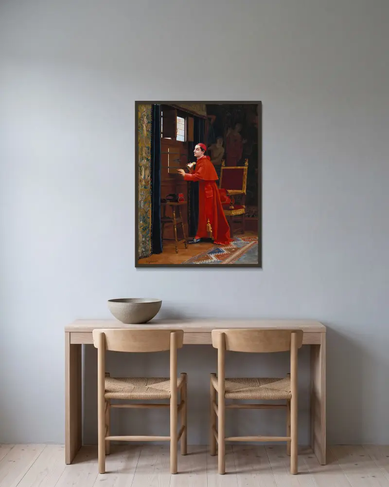 Die Aussicht von Jehan Georges Vibert gerahmt an einer Wand