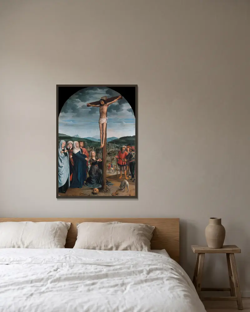 Christus am Kreuz von Gerard David gerahmt an einer Wand