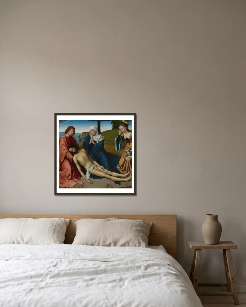 Beweinung des Leichnams Christi von Gerard David gerahmt an einer Wand