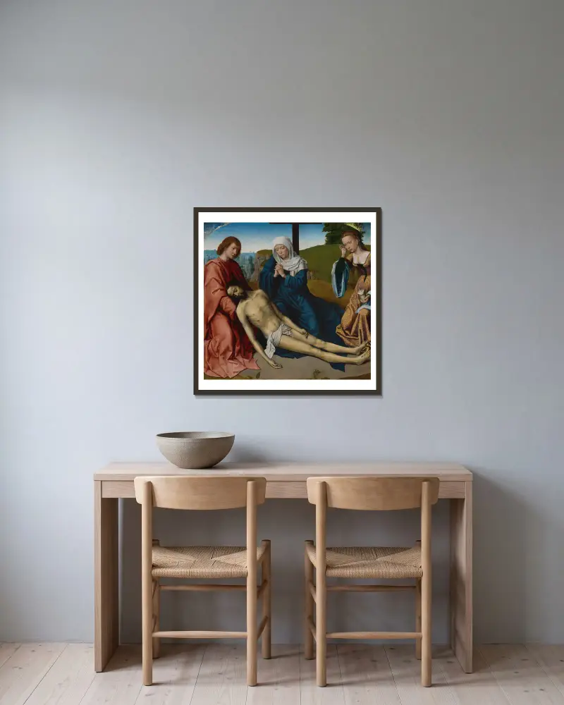 Beweinung des Leichnams Christi von Gerard David gerahmt an einer Wand