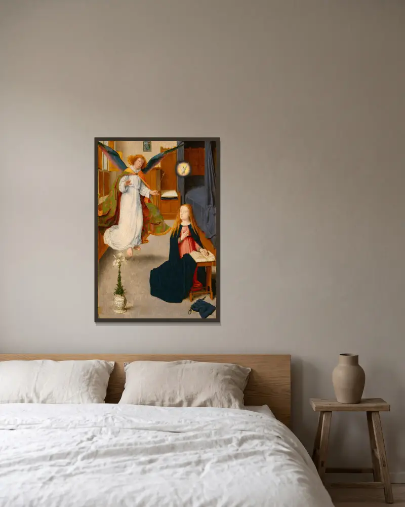 Zvěstování, 1490, Gerard David v rámu na stěně