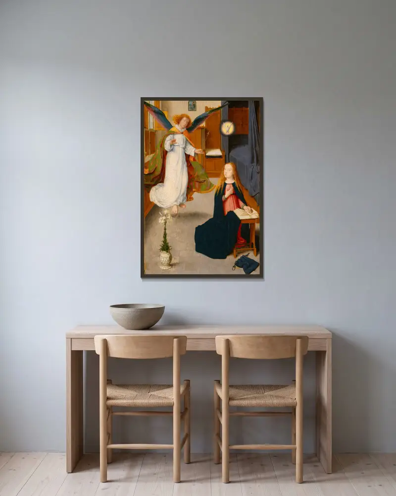 Zvěstování, 1490, Gerard David v rámu na stěně