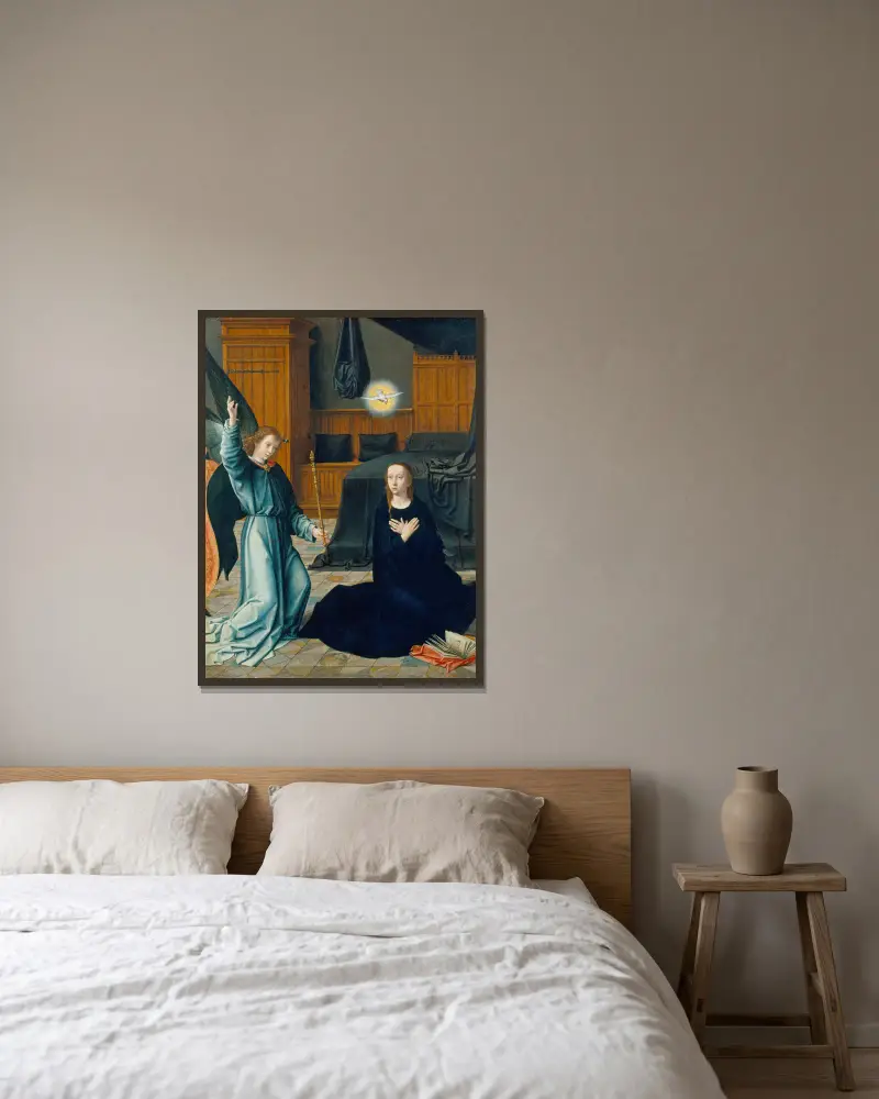 Verkündigung, 1509 von Gerard David gerahmt an einer Wand