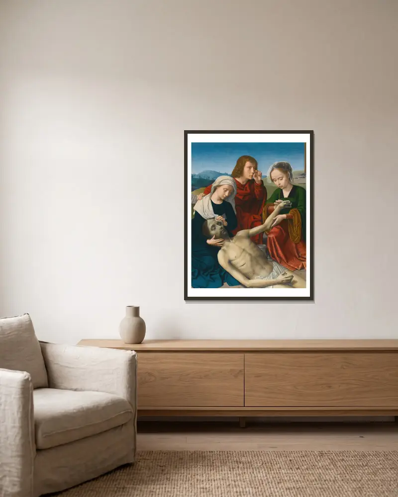 Die Beweinung Christi von Gerard David gerahmt an einer Wand
