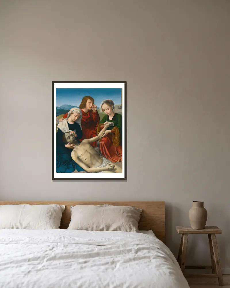 Die Beweinung Christi von Gerard David gerahmt an einer Wand