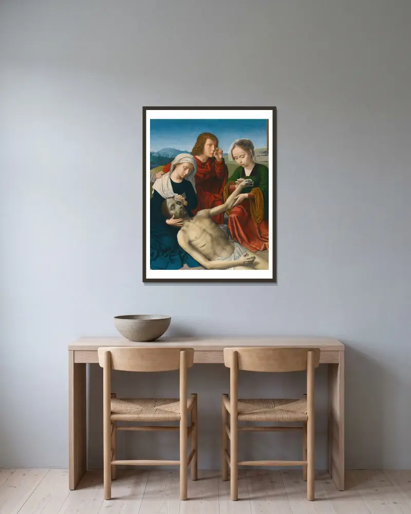 Die Beweinung Christi von Gerard David gerahmt an einer Wand
