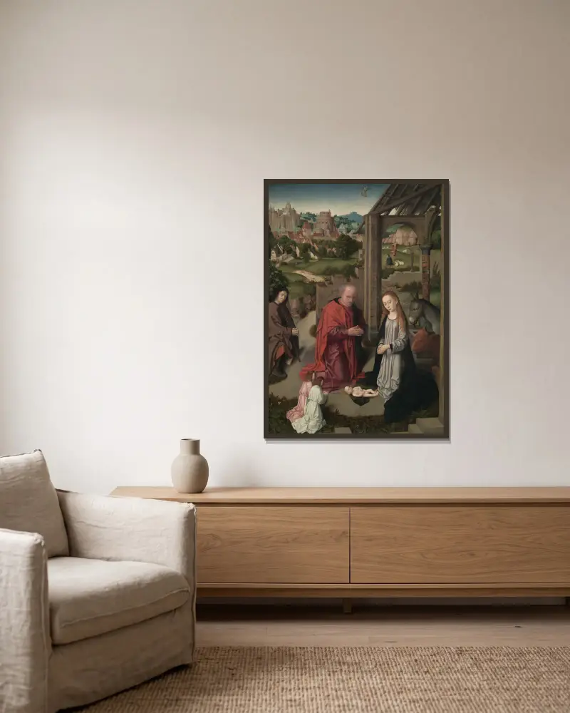 Narození Páně, 1485, Gerard David v rámu na stěně
