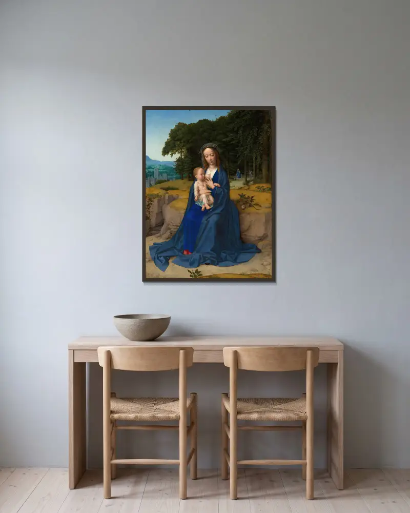 Odpoczynek w czasie ucieczki do Egiptu, 1512, Gerard David w ramie na ścianie