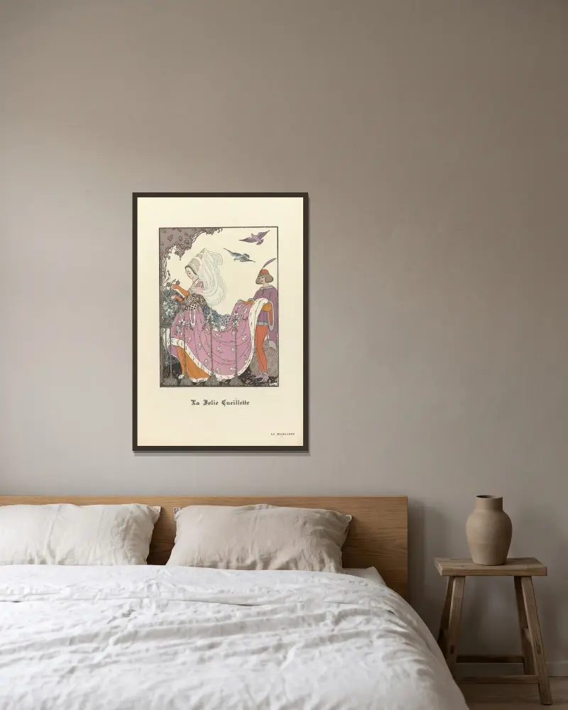 La Guirlande – La jolie Cueillette av Gerda Wegener inramad på en vägg