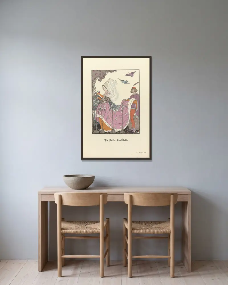 La Guirlande – La jolie Cueillette av Gerda Wegener inramad på en vägg