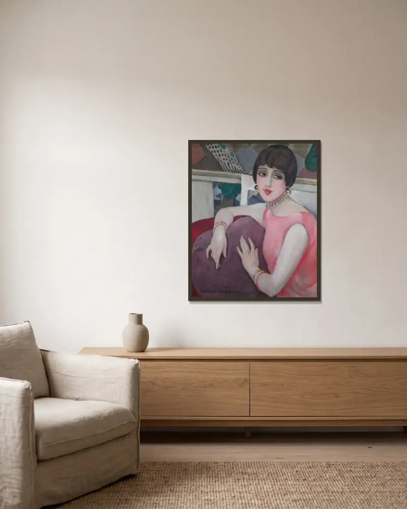 Lili Elbe (Einar Wegener) av Gerda Wegener inramad på en vägg