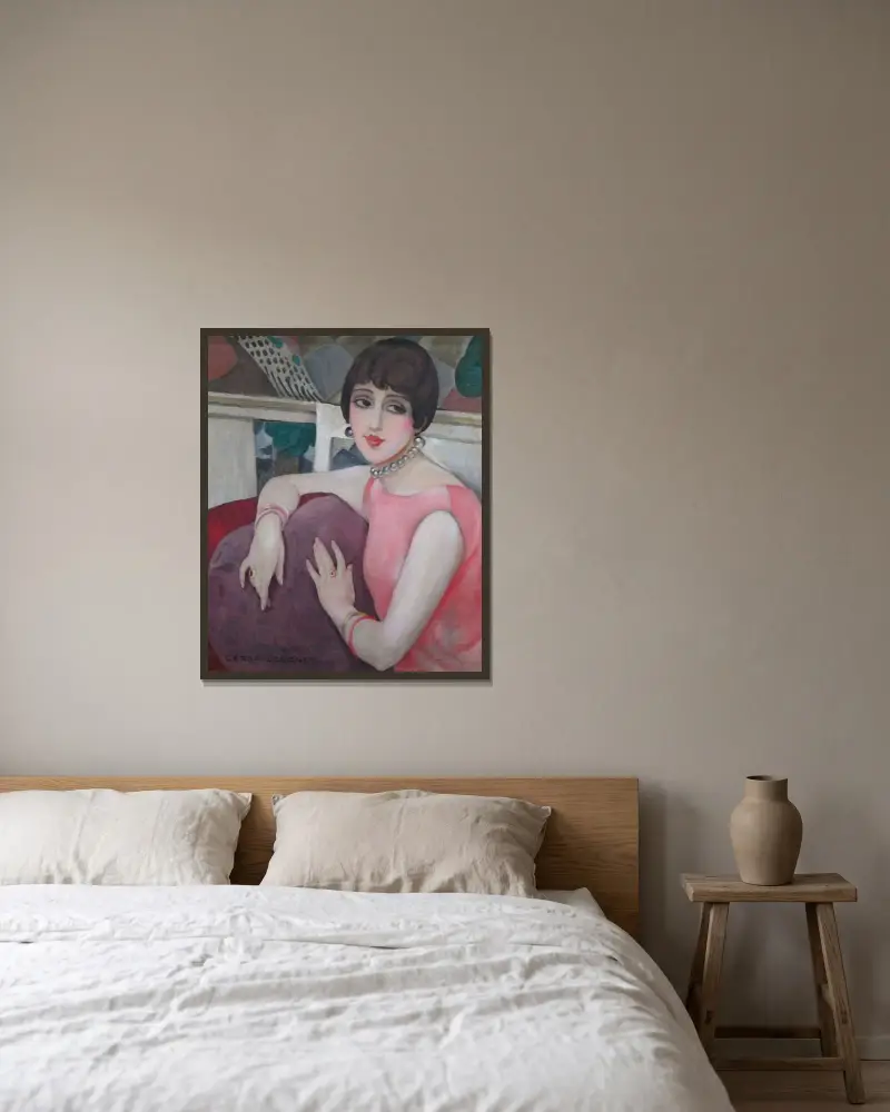 Lili Elbe (Einar Wegener) av Gerda Wegener inramad på en vägg