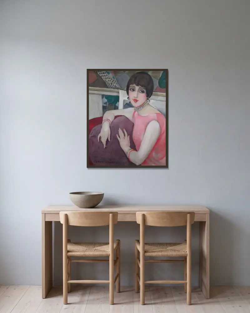 Lili Elbe (Einar Wegener) av Gerda Wegener inramad på en vägg