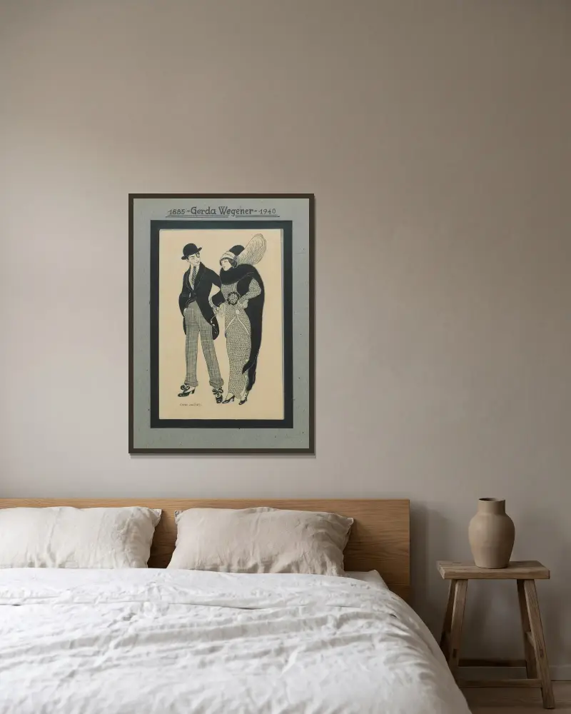 Mann und Frau von Gerda Wegener gerahmt an einer Wand