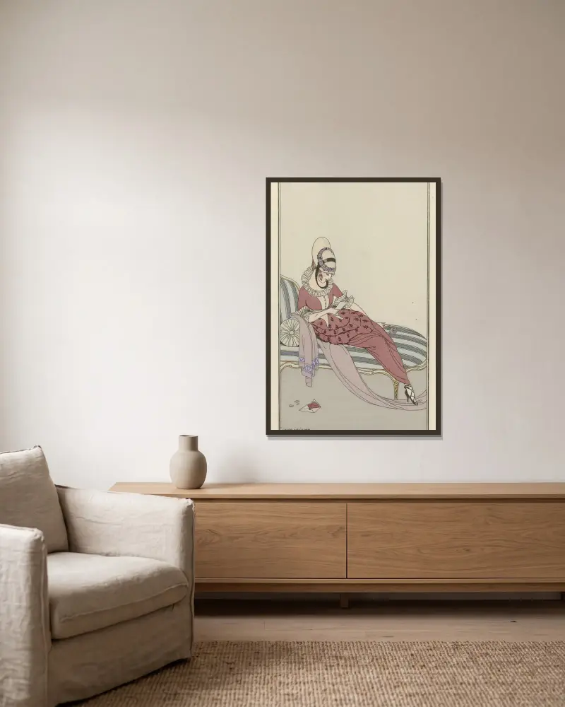 Gabardinemantel, 1914 – Nr. 2 von Gerda Wegener gerahmt an einer Wand