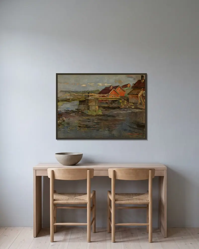 Tidigt på morgonen av Gerhard Munthe inramad på en vägg