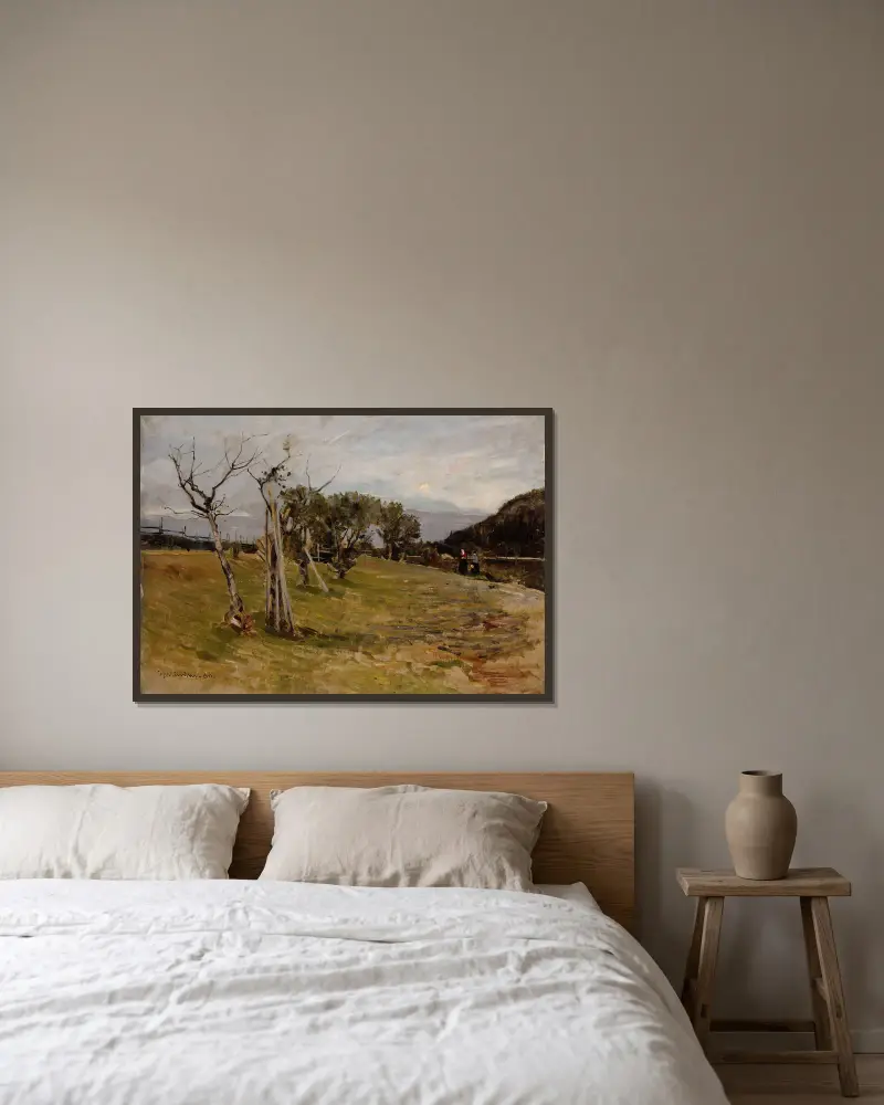 Abend im Wald von Gerhard Munthe gerahmt an einer Wand