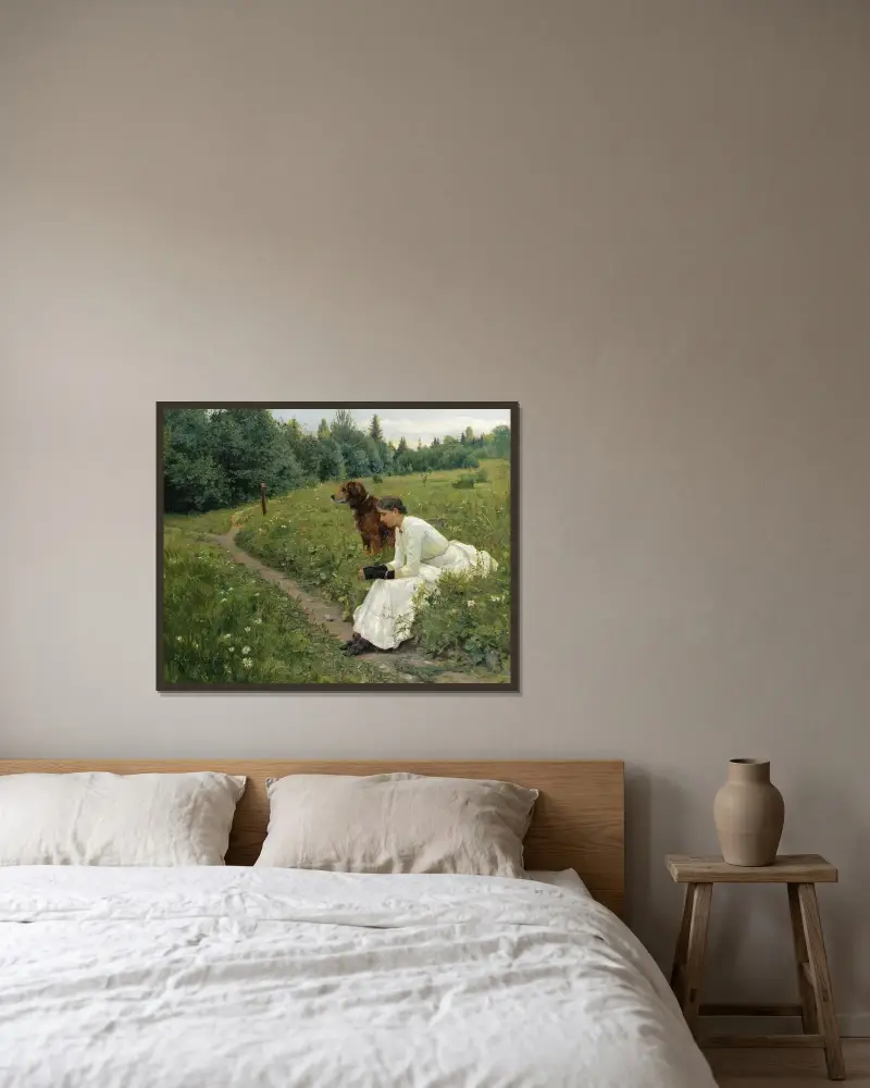 Idyll av Gerhard Munthe inramad på en vägg