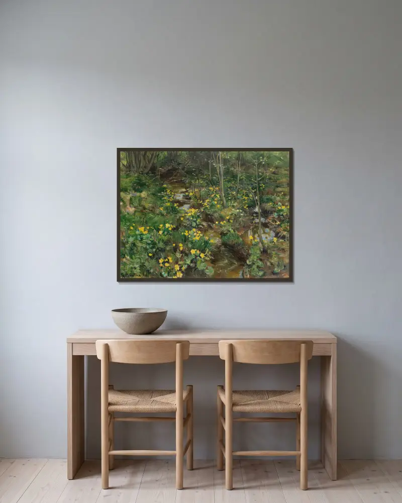 Ringelblume von Gerhard Munthe gerahmt an einer Wand