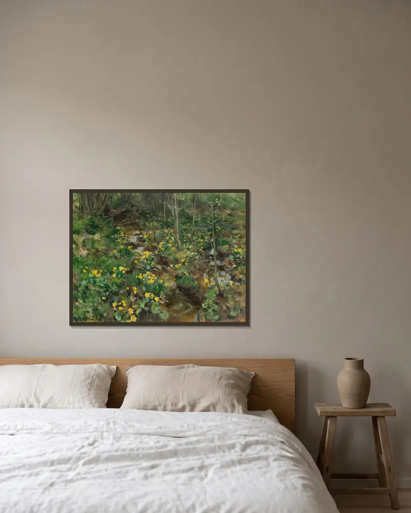 Norwegische Ringelblumen von Gerhard Munthe gerahmt an einer Wand