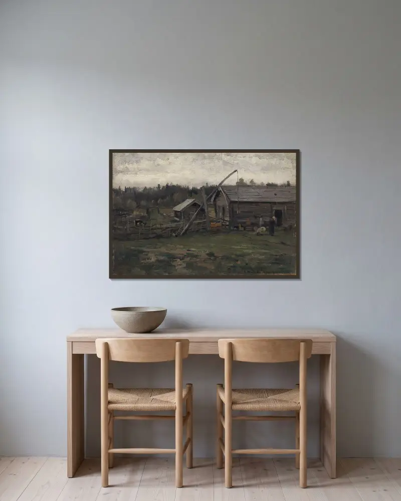 Stará stodola, Hedmark, Gerhard Munthe v rámu na stěně