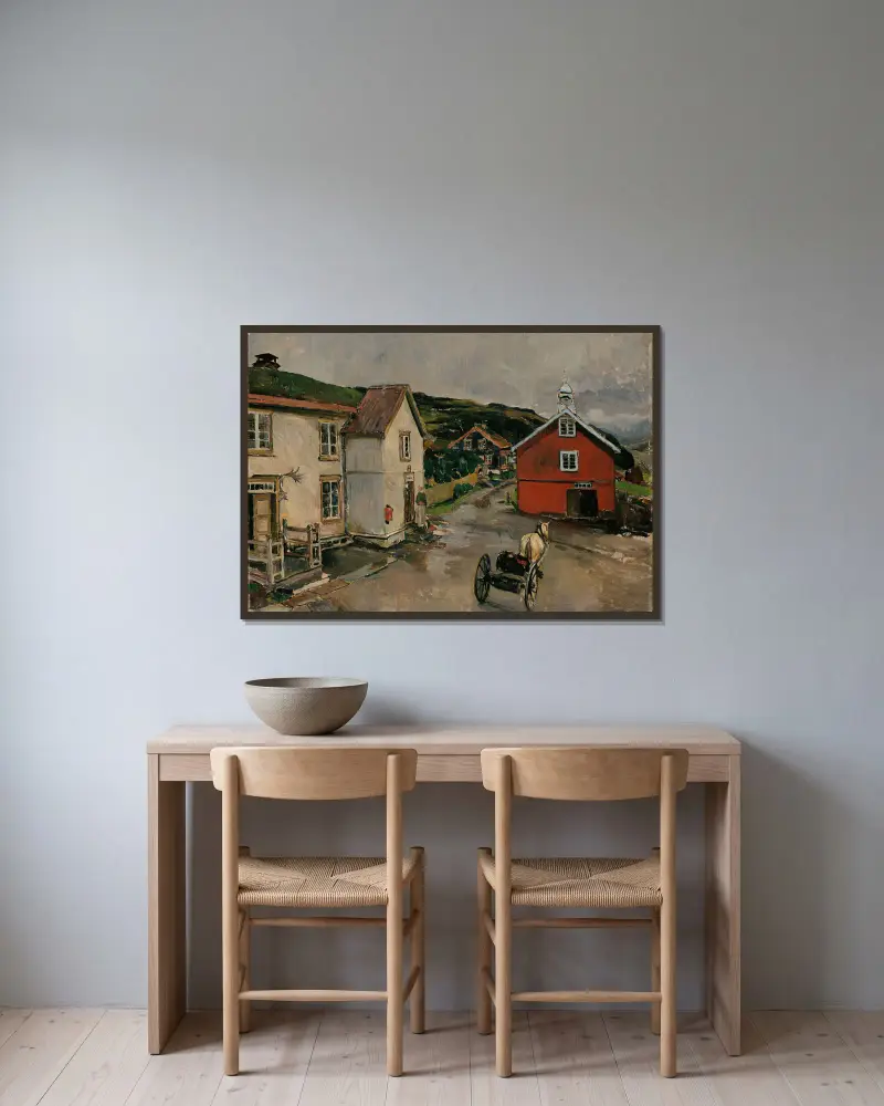 The Courtyard at Kongsvoll av Gerhard Munthe inramad på en vägg