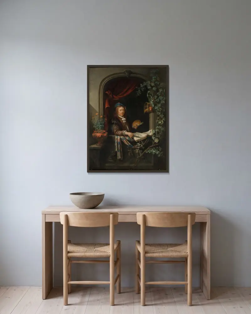 Autoportrét, Gerrit Dou v rámu na stěně