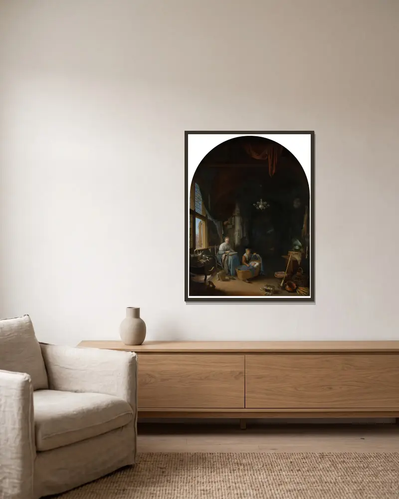 Młoda matka, Gerrit Dou w ramie na ścianie