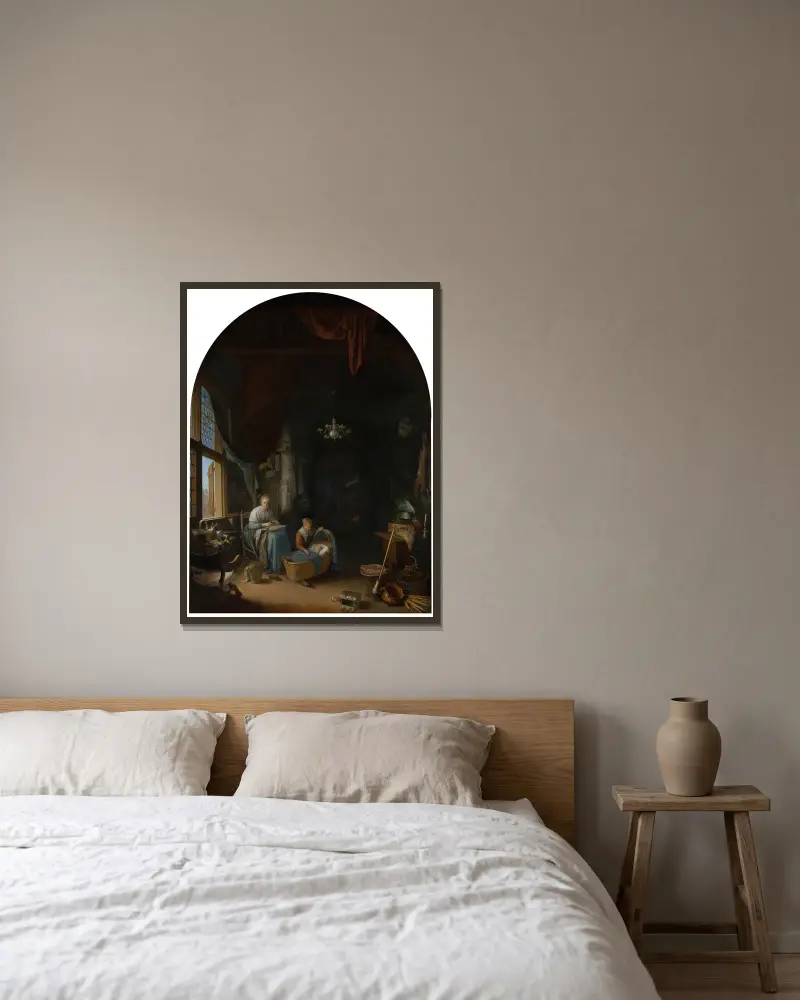 Młoda matka, Gerrit Dou w ramie na ścianie