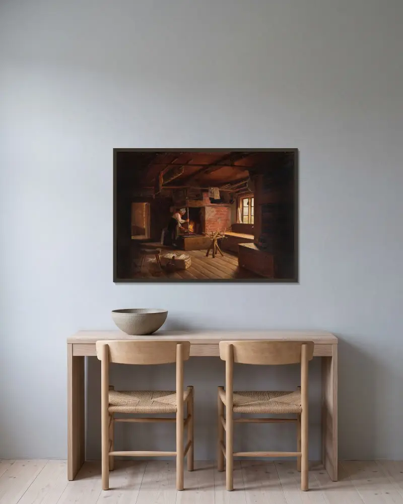 Cottage in Dalecarlia av Geskel Saloman inramad på en vägg