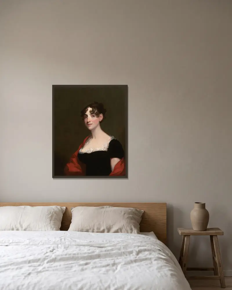 Ann Calvert Stuart Robinson (Mrs. William Robinson) av Gilbert Stuart inramad på en vägg