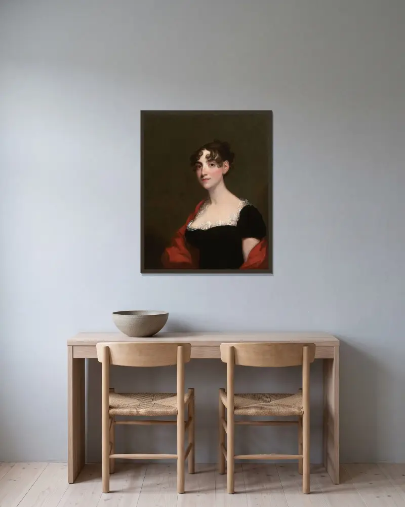 Ann Calvert Stuart Robinson (Mrs. William Robinson) av Gilbert Stuart inramad på en vägg