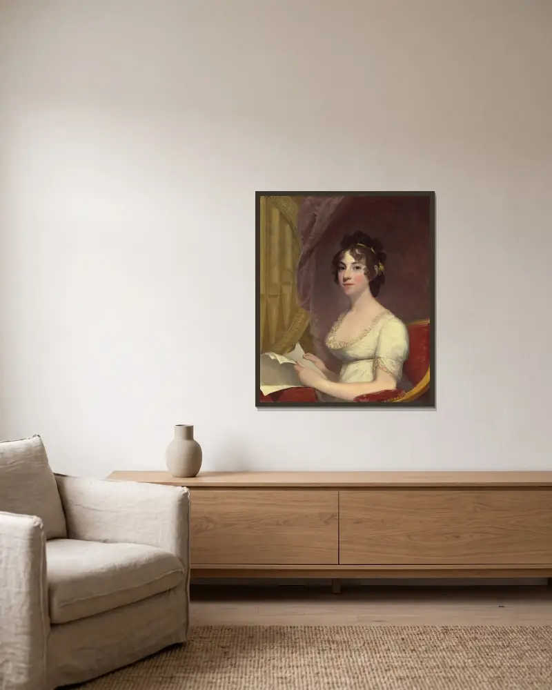 Anna Maria Brodeau Thornton (Mrs. William Thornton) av Gilbert Stuart inramad på en vägg