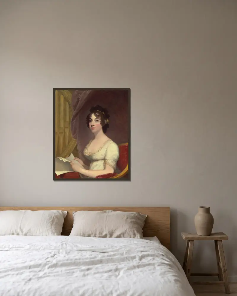 Anna Maria Brodeau Thornton (Mrs. William Thornton) av Gilbert Stuart inramad på en vägg