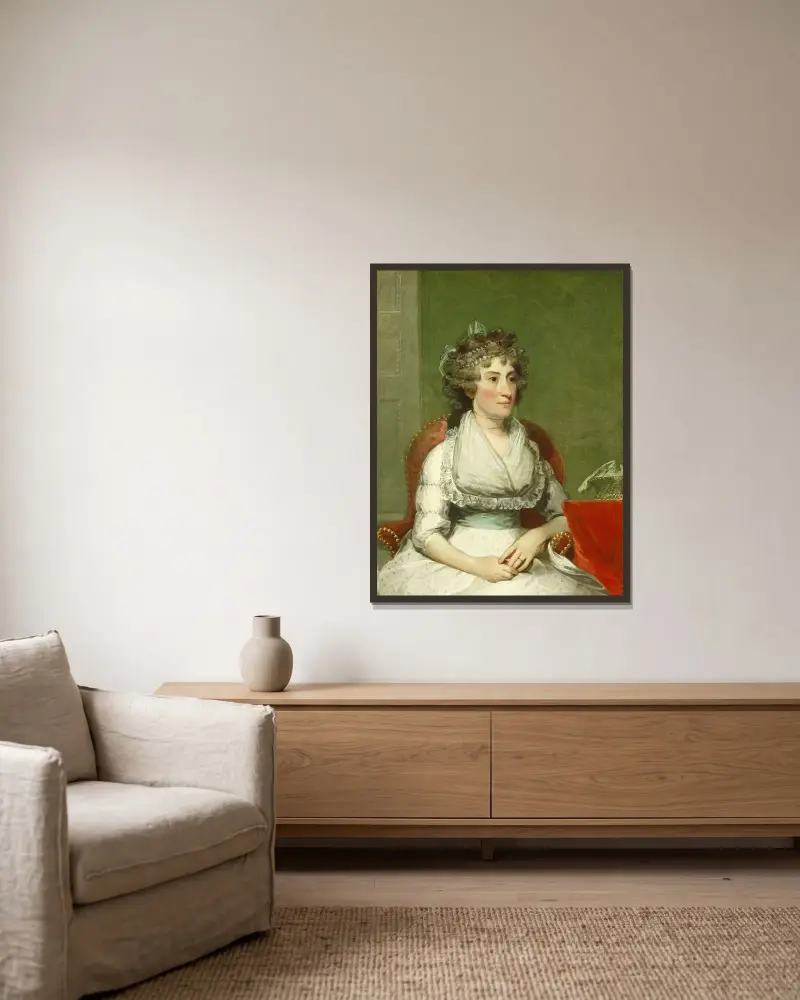 Catherine Yates Pollock (Mrs. George Pollock) av Gilbert Stuart inramad på en vägg