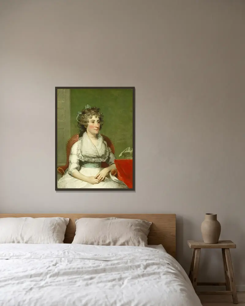 Catherine Yates Pollock (Mrs. George Pollock) av Gilbert Stuart inramad på en vägg