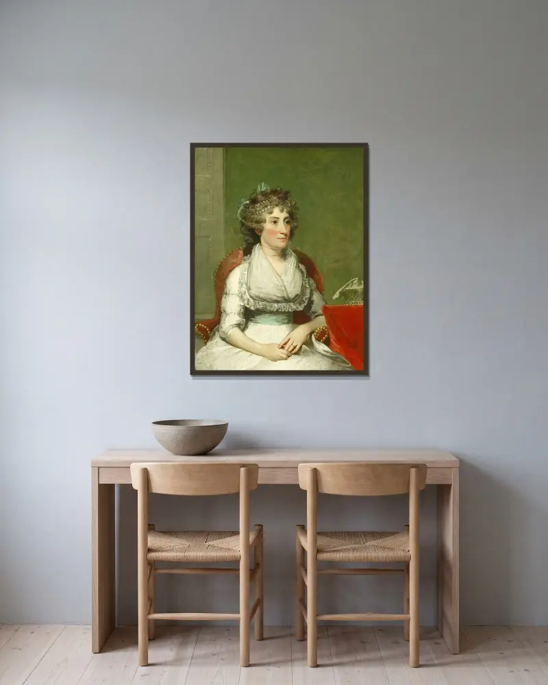 Catherine Yates Pollock (Mrs. George Pollock) av Gilbert Stuart inramad på en vägg