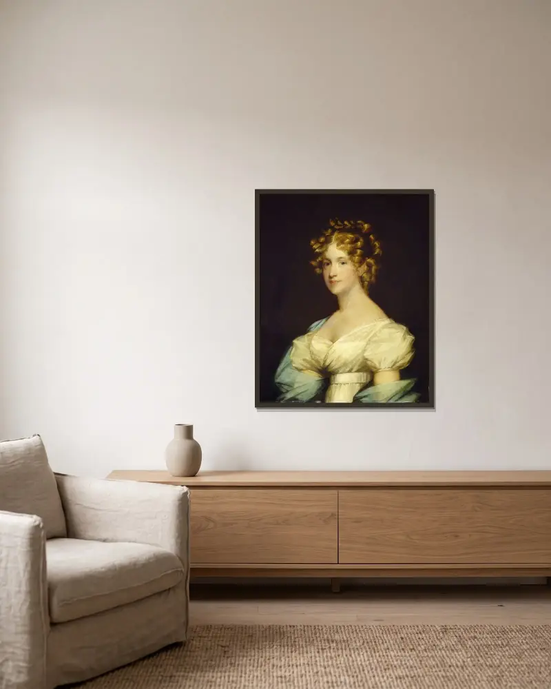 Charlotte Morton Dexter (Mrs. Andrew Dexter) av Gilbert Stuart inramad på en vägg