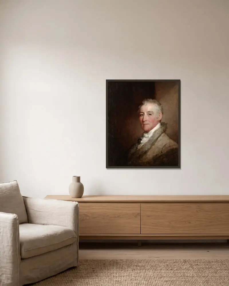 Colonel John Trumbull av Gilbert Stuart inramad på en vägg