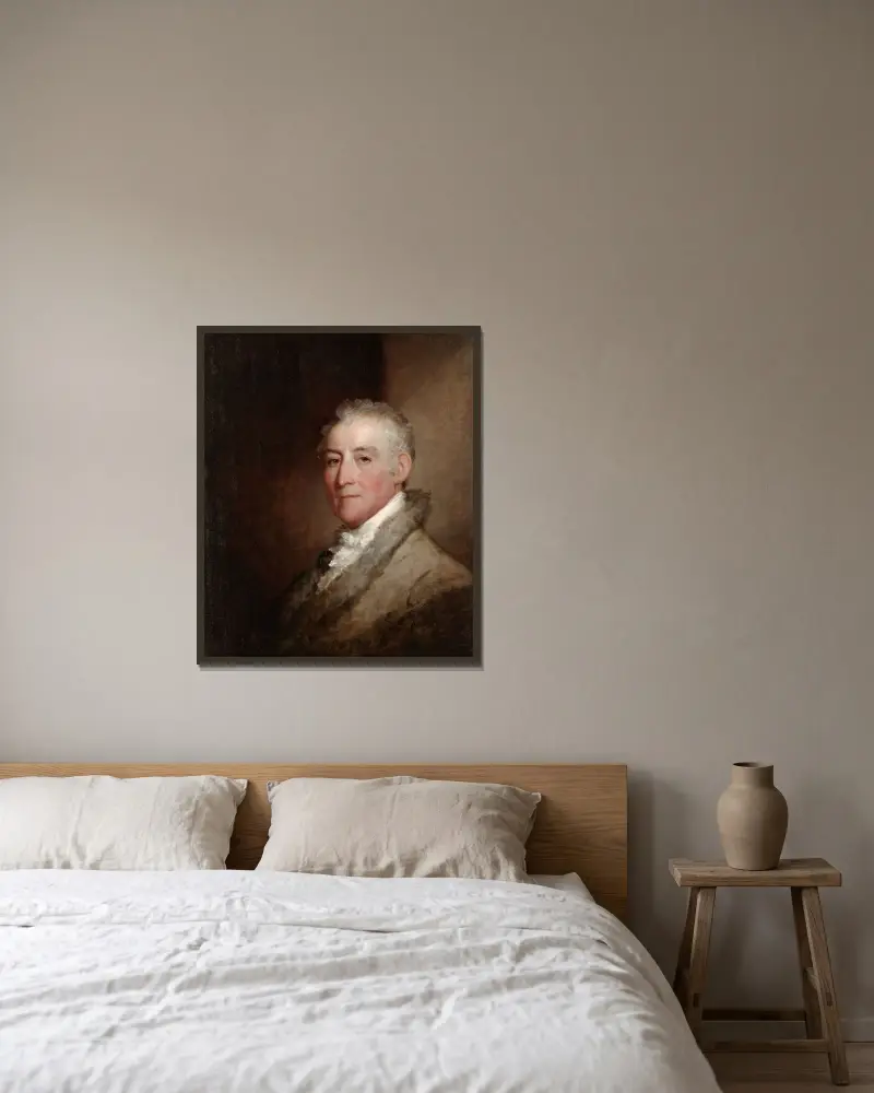 Colonel John Trumbull av Gilbert Stuart inramad på en vägg