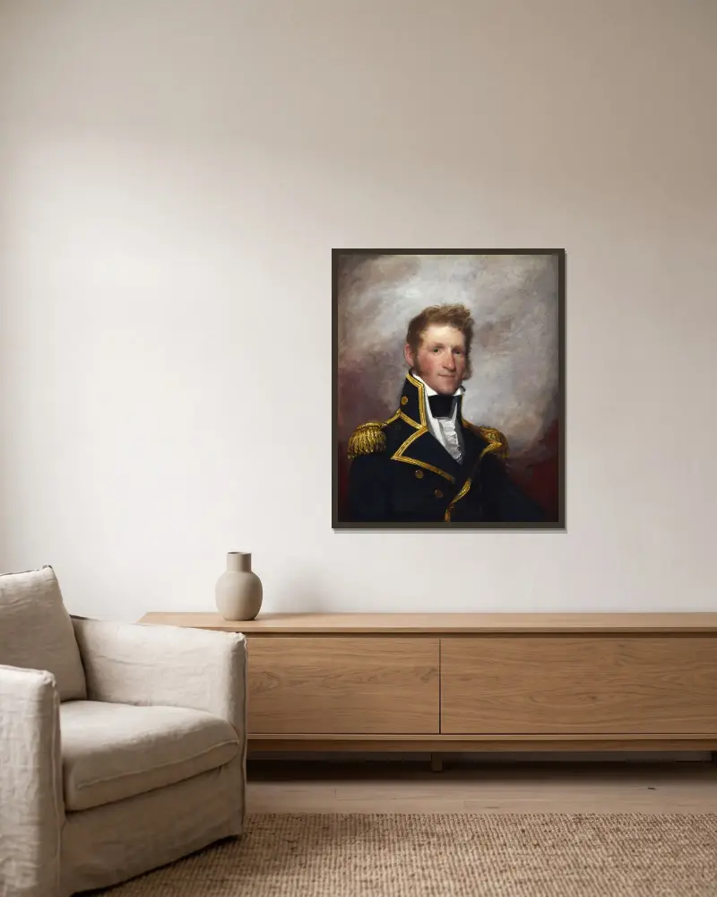 Commodore Thomas Macdonough av Gilbert Stuart inramad på en vägg