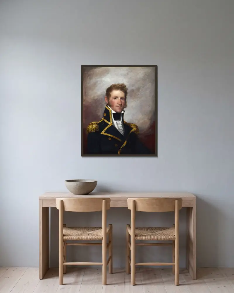 Commodore Thomas Macdonough av Gilbert Stuart inramad på en vägg