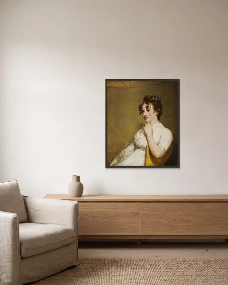 Eleanor Parke Custis Lewis (Mrs. Lawrence Lewis) av Gilbert Stuart inramad på en vägg