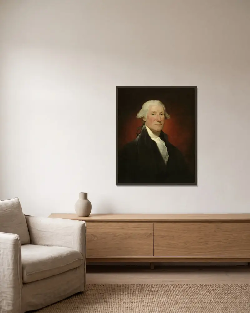 George Washington (Vaughan portrait) von Gilbert Stuart gerahmt an einer Wand