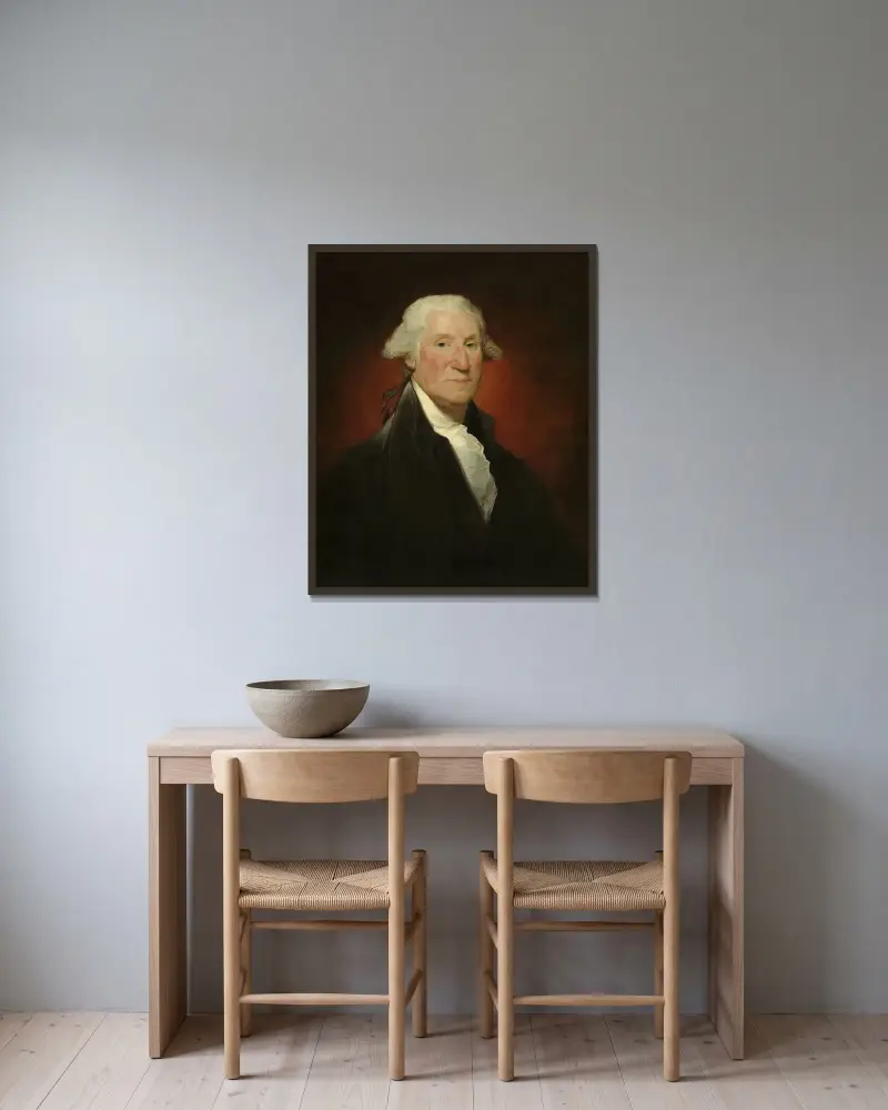 George Washington (Vaughan portrait) von Gilbert Stuart gerahmt an einer Wand