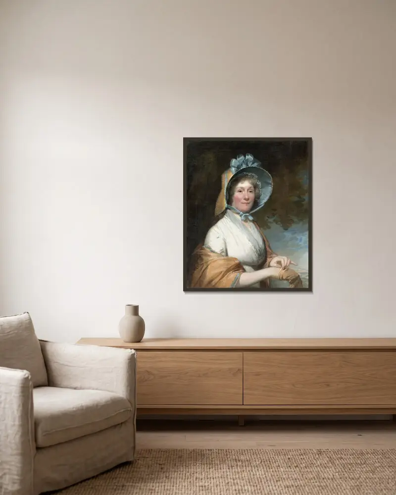 Henrietta Marchant Liston (Mrs. Robert Liston) av Gilbert Stuart inramad på en vägg