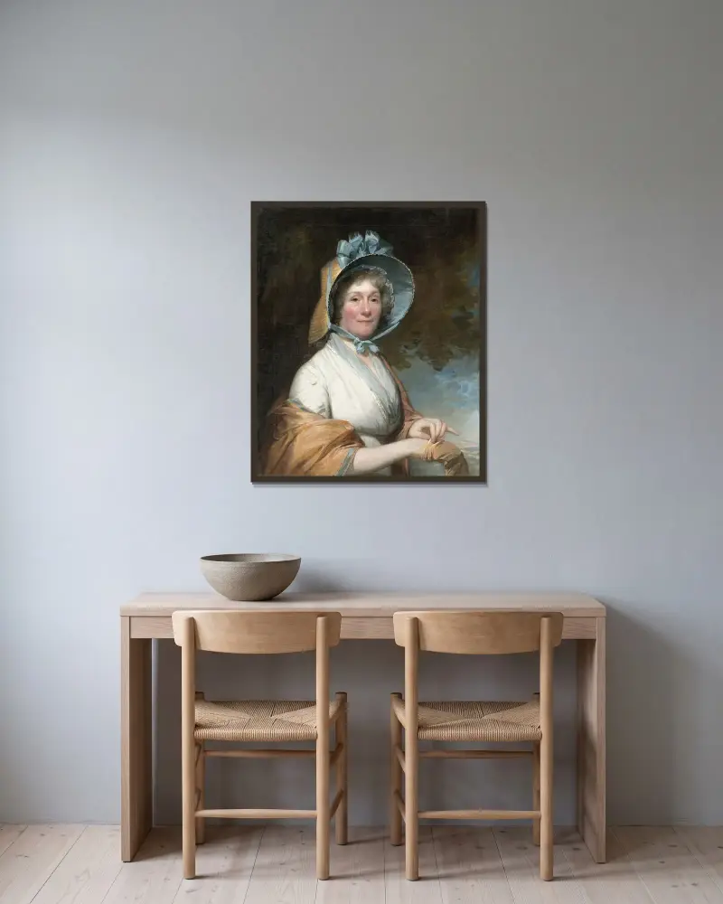 Henrietta Marchant Liston (Mrs. Robert Liston) av Gilbert Stuart inramad på en vägg