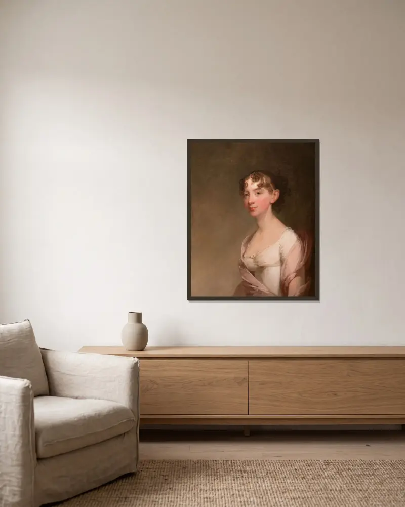 Isabella Henderson Lenox (1789-1866) av Gilbert Stuart inramad på en vägg