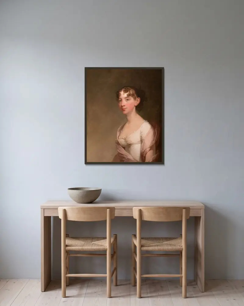 Isabella Henderson Lenox (1789-1866) av Gilbert Stuart inramad på en vägg