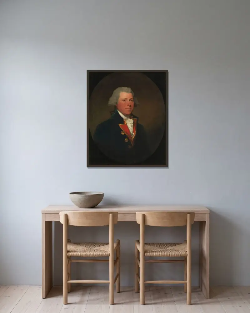 James DeLancey av Gilbert Stuart inramad på en vägg